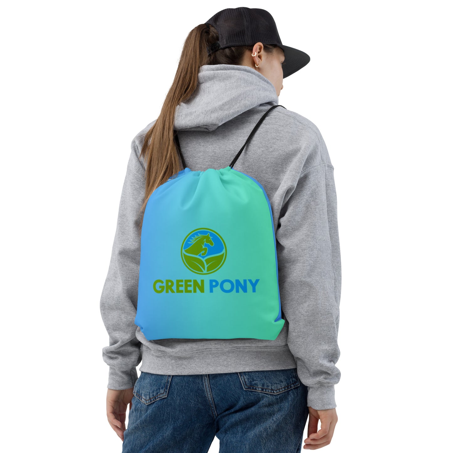 Green Pony Drawstring bag